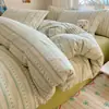 Conjunto de cama simples de algodão puro de quatro peças, lençol de algodão estilo fresco novo, capa de edredom, protetor de colchão, conjunto de três peças para dormitório