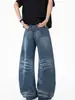 Jeans Lavados de Moda con Estampado de Bambú para Hombre, Pantalones Largos Anchos Frescos Vintage de Verano, Pantalones Casuales Holgados de High Street
