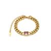 Moda Europeia e Americana Mais Vendida Corrente Cubana Pulseira Quadrada com Zircônia para Mulheres, Design de Nicho em Ouro 18K, Joias de Aço Titânio de Alta Qualidade