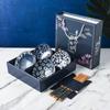 Juego de Cuenco y Palillos Estilo Japonés Regalo Creativo Práctico Cuenco de Porcelana Azul y Blanco Pintado a Mano Juego de Vajilla Cerámica Caja de Regalo con Logo Impreso