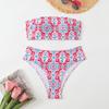 Bikini Estilo Europeo y Americano de Tubo para Mujer con Estampado, Acolchado, Sexy, Ajustado, sin Espalda, Transfronterizo