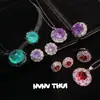 Joyería Palacio Italiano Iris Morado Girasol Piedra Preciosa Collar Banquete Alta Costura Lujo Para Flor Anillo