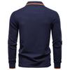 2025 Nuevo Otoño Camiseta Polo de Manga Larga para Hombre Solapa Color Puro Tops Versátiles para Hombre