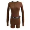 Vestido de Punto Ajustado de Cuello Abierto y Manga Larga para Chica Atractiva, Shorts Ajustados de Cintura Alta Estilo Americano, Traje de Dos Piezas que Favorece la Figura