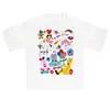 Coleção de verão de desenhos animados americanos com estampa gráfica, humor negro, casual, unissex, tendência, camiseta de manga curta para homens, mulheres e casais