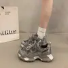 Tênis chunky feminino estilo "dad shoes", novo modelo primavera/verão 2026, com plataforma que aumenta a altura, em malha, leve, respirável, tênis casual esportivo feminino