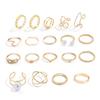 Anillo Abierto Sencillo de Perla y Amor Set de 18 Piezas Anillo Articulado Joyería Transfronteriza Europea y Americana Juego de Anillos para Mujer