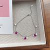 Pulsera de Plata de Ley S925 Exquisita Xinghe Rosa Rojo Gota de Agua Circonita Diseño de Nicho Femenino Pulsera Ligera Dadu Pulsera Simple