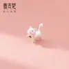 Plata Pura 999 Plata Dura 3D Gato Tsundere Gatito Cuentas Espaciadoras Pulsera Cuentas Sueltas DIY Materiales para Ensartar a Mano Accesorios S0044
