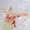 Gafas de sol de ojo de gato de moda con pedrería, cadena personalizada hecha a mano transfronteriza, decoración de flor de cadena, gafas de sol para fiesta