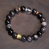 Obsidiana Plateada Natural, Cuarzo Rutilado Dorado, Pulsera de Cristal Blanco, Joyería con Cuentas para Mujer, Cuentas de Oración Budistas, Artículos Populares al por Mayor