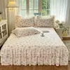 2026 Nueva Falda de Cama Estilo Princesa de Encaje Fresca y Elegante Artículo Único Juego de Falda de Cama de Tres Piezas