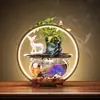 Decoração Criativa de Água Corrente Sala de Estar Mesa de Escritório Peixe de Vidro da Sorte Aquário Circulante Presente Chinês de Inauguração