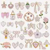 Múltiplos estilos de esmalte rosa pingente DIY acessórios para joias feitas à mão liga pequenos pingentes brincos acessórios de orelha pingentes de colar materiais