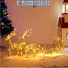 Decoraciones Navideñas Grandes en el Centro Comercial, Hermosas Escenas de Exhibición, Adornos Luminosos de Reno y Trineo con Purpurina Navideña