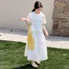 Conjunto de Saia com Manga Curta para Meninas 2026 Novo Fashionável Vestido Longo de Princesa para Crianças, Vestido de Verão para Meninas Grandes