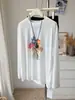 Camiseta de manga larga con estampado floral de Lyocell para mujer, top ligero de protección solar de corte holgado, nueva versión coreana 2026, cuello redondo