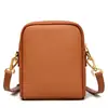 2022 Nuevo Bolso de Teléfono Móvil de Piel de Vaca de Capa Superior de Nicho para Mujer Bolso Cruzado Pequeño Casual de Cuero Genuino para Mujer Billetera Multifuncional
