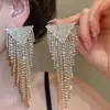Pendientes colgantes de rombos con borlas tachonados de diamantes de aguja de plata transfronterizos europeos y americanos, pendientes exquisitos y de moda, pendientes versátiles y elegantes al por mayor