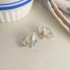 Pendientes de hoja de cristal degradado para mujer, con flores frescas y dulces, de alta gama, combinables con todo.