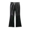 Para Exportação Europeia e Americana Transfronteiriça Moda Outono Popular Aliexpress Calça Bootcut de Couro Sintético com Tira Preta