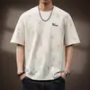 Camiseta Ripped de Manga Corta con Diseño Retro Americano para Hombre Verano 2025 Nuevo Estilo Holgada Talla Grande Top de Media Manga