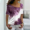En Stock Sitio Independiente Amazon Nuevo Estilo Europeo y Americano Camiseta de Manga Corta con Cuello en V Impresa en 3D para Mujer con Estampado Floral Top Casual