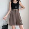 Shorts de Traje Caqui para Mujer Verano Cintura Alta Adelgazantes Sueltos Casual Talla Pequeña Grande A -5 Pantalones Medianos