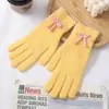 Guantes de Punto Estilo Coreano Festival de Mariposas Guantes Táctiles Invierno Lindos Color Sólido Guantes sin Dedos Cachemira de Cordero Guantes Calientes