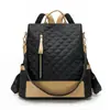 2026 nuevo al por mayor transfronterizo moda cuadros cuero suave doble propósito mochila de viaje casual para mujer antirrobo mochila moderna