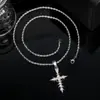 Collar con Cadena Cruzada Trenzada Inteligente y Brillante Estilo Hip-Hop Popular Transfronterizo Ins Colgante Simple de Aleación