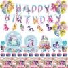 Nuevos globos con temática de unicornio y Little Pony para fiesta de cumpleaños infantil, decoración de vajilla, suministros para trajes