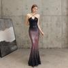 16673# lantejoulas vestido de festa à noite longo banquete slim- fit fishtail elegante socialite festa anual anfitrião da reunião