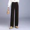 Pantalones rectos de moda con forro polar para mujer, nueva colección otoño/invierno 2026, de cintura alta, corte holgado, pierna ancha, fluidos, casuales y adecuados para madres de mediana edad