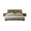 Cama estilo oreja de elefante minimalista italiana, cama de tela chenille, cama grande moderna y simple para dormitorio principal con almacenamiento, cama doble de boda