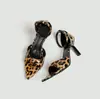 Sandalias de Tacón Alto Sexy con Punta Fina, Estampado de Leopardo, Correa Única, Charol, Tacón de Aguja para Mujer, Estilo Nuevo Primavera 2026, Exportación