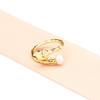 Anillo Nicho Europeo y Americano Simple Bicolor Chapado en Oro Irregular Perla Natural Abierto Ajustable Anillo de Dedo para Adelgazar Anillo de Mujer