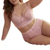 Conjunto de Lingerie Rosa com Renda Francesa, Tamanho Grande, Sexy, Sem Costura, Respirável, Calcinha e Sutiã, Disponível Exclusivamente para Vendas Transfronteiriças