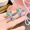 Anillo de Diseño de Lujo de Piedras Preciosas de Colores para Mujer de Xiaohongshu Transfronterizo, Anillo de Colibrí de Aguamarina Santa Maria Simulado