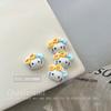 Pendientes de Manzana Súper Lindos, Dibujos Animados de Gatitos, Uñas Lindas de Playa para Vacaciones, Accesorios Estéreo de Resina para Uñas