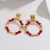 Brincos de Aço Inoxidável Dourado 18K com Contraste de Bambu Populares da Amazon Moda Feminina Ol Luxo Acessível Brincos de Alta Qualidade Brincos