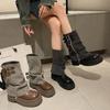 Nuevas Botas Martin Retro Estilo Británico de Suela Gruesa para Aumentar Altura para Mujer, Botines Marrones para Primavera y Otoño, Pequeñas, con Cremallera Lateral