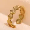 Anillo Geométrico de Banda Ancha con Apertura Curva, Tendencia de Nicho, Estilo Minimalista Transfronterizo, Exagerado de Moda (Serpiente Ling) Anillo de Unión de Hojas