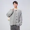 Cardigan de Tricô Trançado Estilo Old Money Outono/Inverno 2026 para Homens, Malha Casual Simples Preguiçosa Chique Roupa de Exterior