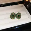 Pendientes de Aguja de Plata con Bola Verde Estilo Medieval Pendientes de Moda de Lujo Ligero Pendientes Versátiles Simples Venta al por Mayor de Nicho