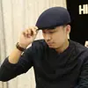 Boné Forward com Forro de Lã à Prova de Frio para Outono e Inverno para Meia-Idade e Idosos Proteção de Orelha Quente de PU para Exterior Boné de Pato para Homens, Velho e Avô Chapéu