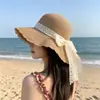 Chapéu de Palha Estilo Francês de Topo Plano para Verão Feminino, Chapéu de Sol de Palha Trançado de Aba Larga, Chapéu de Sol Grande para Circunferência da Cabeça para Férias na Praia