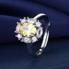 Transmisión en vivo de comercio electrónico transfronterizo: nuevo conjunto de tres piezas de moda para mujer con girasol y diamante amarillo, anillo, pendientes y collar de diamantes.