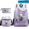 3D Novo Produto Estampado Periférico Sanrio Kuromi Kuromi Mochila Bolsa Escolar Estojo para Lápis Bolsa de Ombro Conjunto de Três Peças