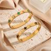 Pulsera de acero de titanio de cuatro hojas con fritillary negra y verde para mujer, nueva, de comercio exterior transfronterizo, pulsera de joyería de 18 quilates resistente a la decoloración y a la moda para todo tipo de ocasiones